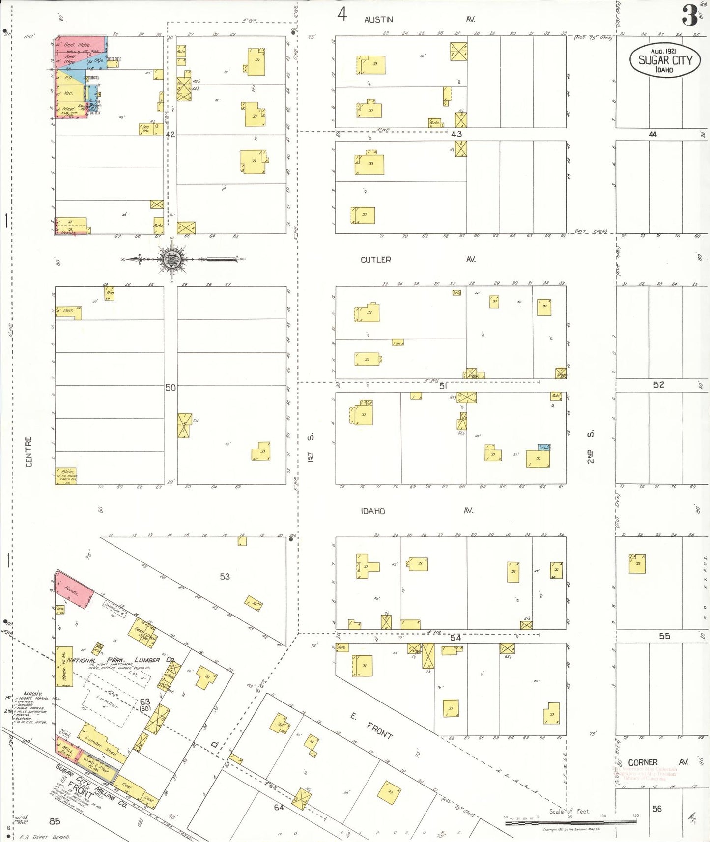 Sanborn Fire Insurance Map from Sugar City, Madison County, Idaho (1921), Sheet #0003 - Complete Map Set gallery image, historic Sanborn map, vintage wall art, Idaho Idaho