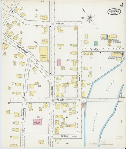 Sanborn Fire Insurance Map from Putnam, Windham County, Connecticut (1892), Sheet #0004 - Complete Map Set gallery image, historic Sanborn map, vintage wall art, Connecticut Connecticut
