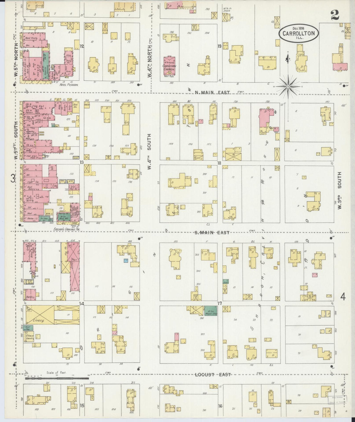Sanborn Fire Insurance Map from Carrollton, Greene County, Illinois (1898), Sheet #0002 - Complete Map Set gallery image, historic Sanborn map, vintage wall art, Illinois Illinois