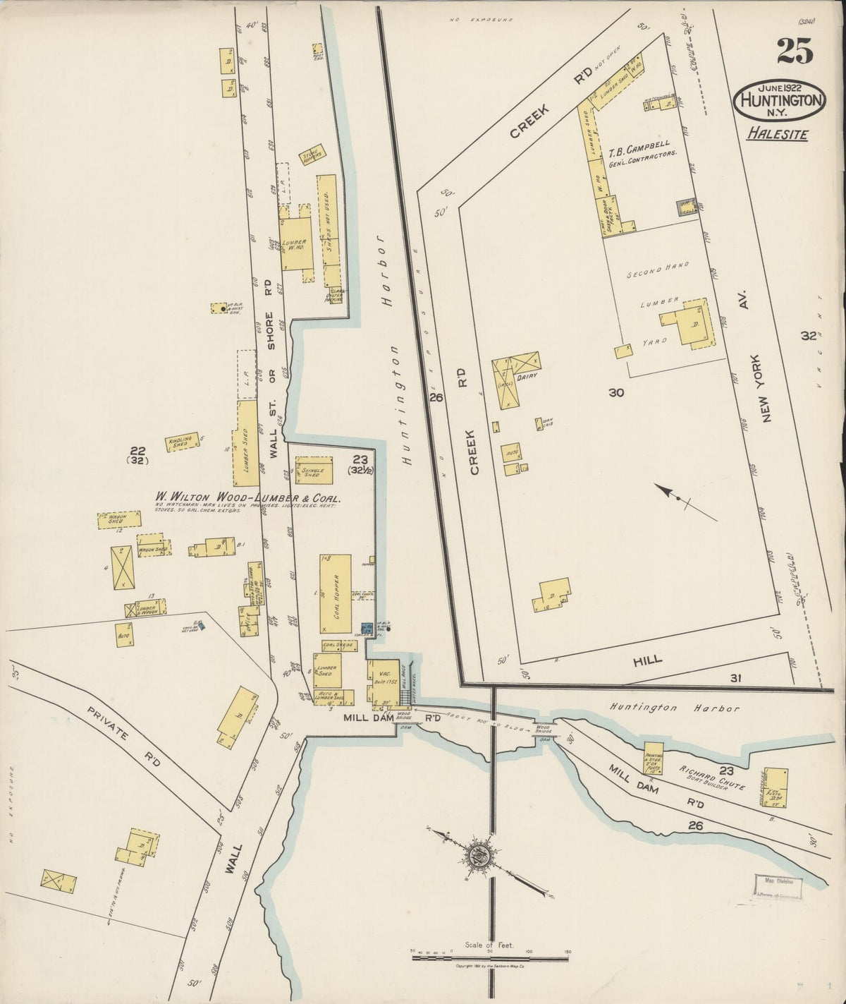 Sanborn Fire Insurance Map from Huntington, Suffolk County, New York (1922), Sheet #0025 - Complete Map Set gallery image, historic Sanborn map, vintage wall art, New York New York