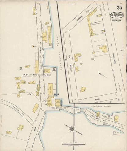 Sanborn Fire Insurance Map from Huntington, Suffolk County, New York (1922), Sheet #0025 - Complete Map Set gallery image, historic Sanborn map, vintage wall art, New York New York