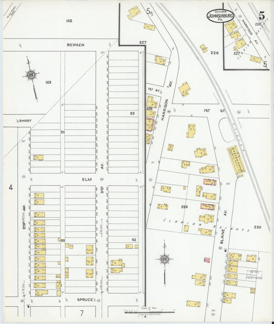 Sanborn Fire Insurance Map from Johnsonburg, Elk County, Pennsylvania (1919), Sheet #0005 - Historic Sanborn Fire Insurance Map Print, vintage old map wall art, antique decor, genealogy gift, Pennsylvania Pennsylvania map