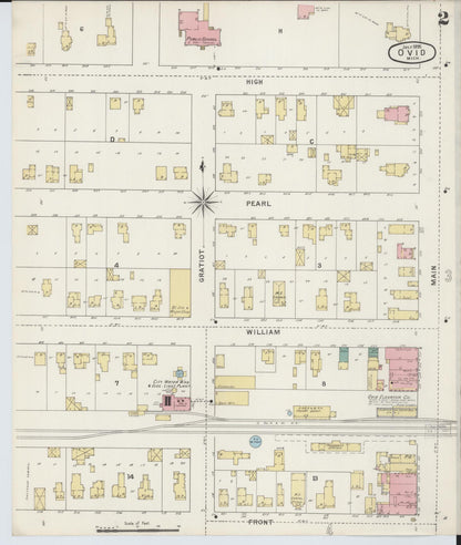 Sanborn Fire Insurance Map from Ovid, Clinton County, Michigan (1895), Sheet #0002 - Complete Map Set gallery image, historic Sanborn map, vintage wall art, Michigan Michigan