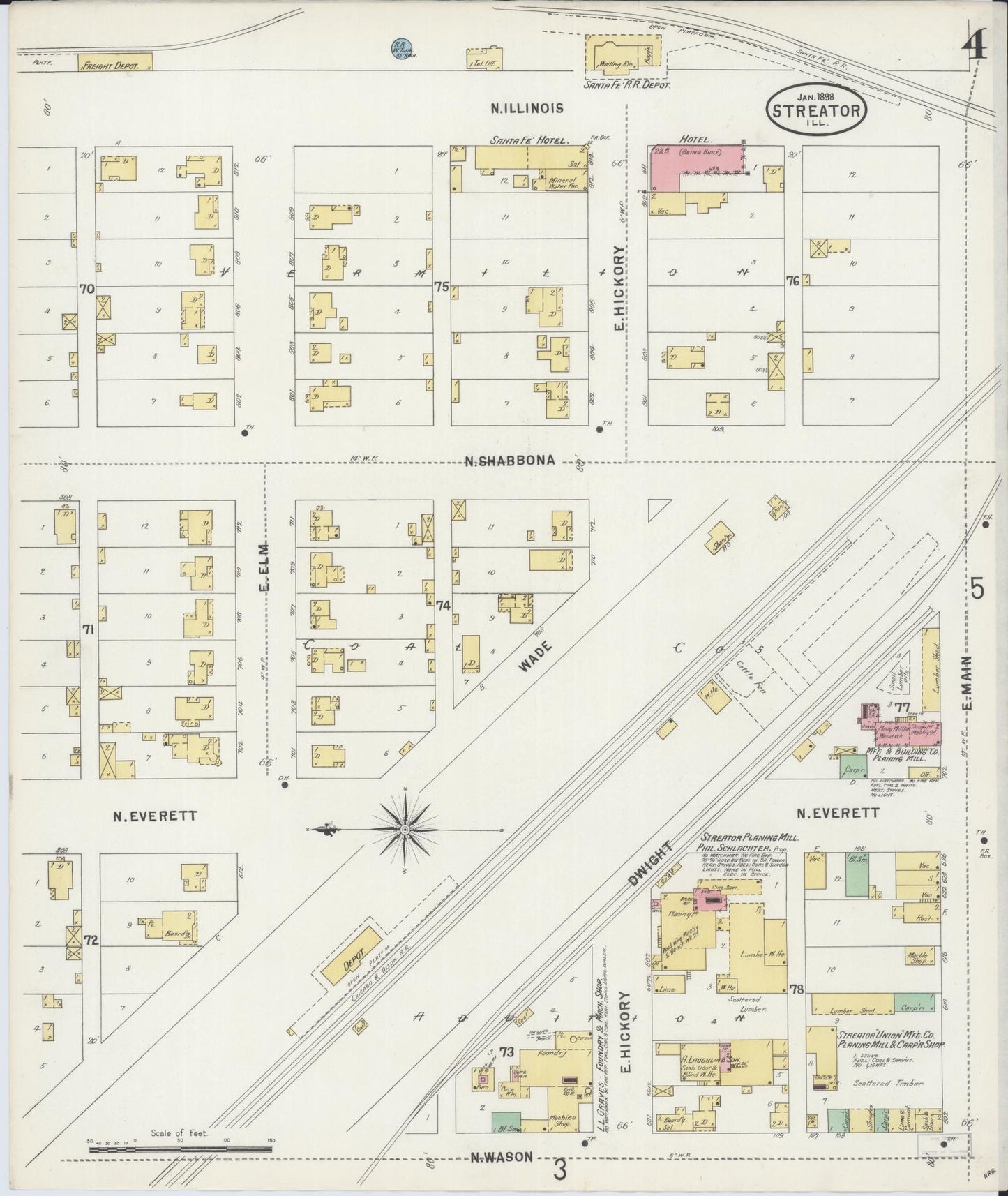 Sanborn Fire Insurance Map from Streator, La Salle County, Illinois (1898), Sheet #0004 - Complete Map Set gallery image, historic Sanborn map, vintage wall art, Illinois Illinois