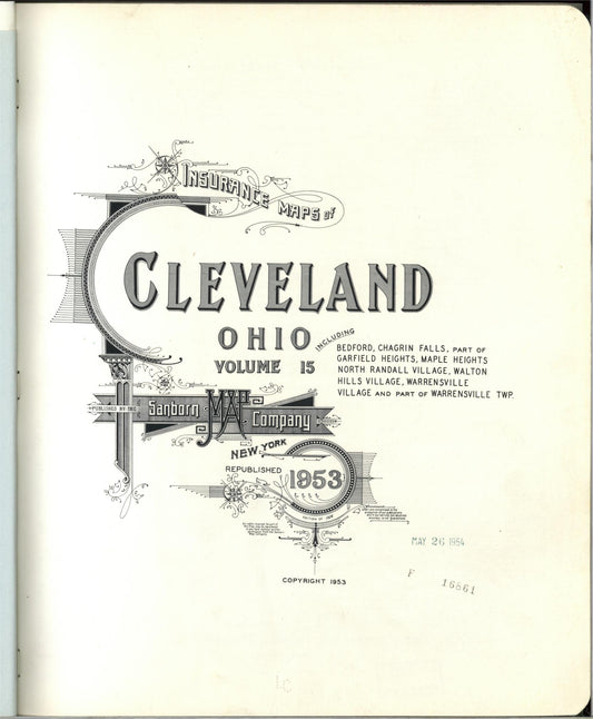 Sanborn Fire Insurance Map from Cleveland, Cuyahoga County, Ohio (1953), Sheet #0001 - Complete Map Set gallery image, historic Sanborn map, vintage wall art, Ohio Ohio