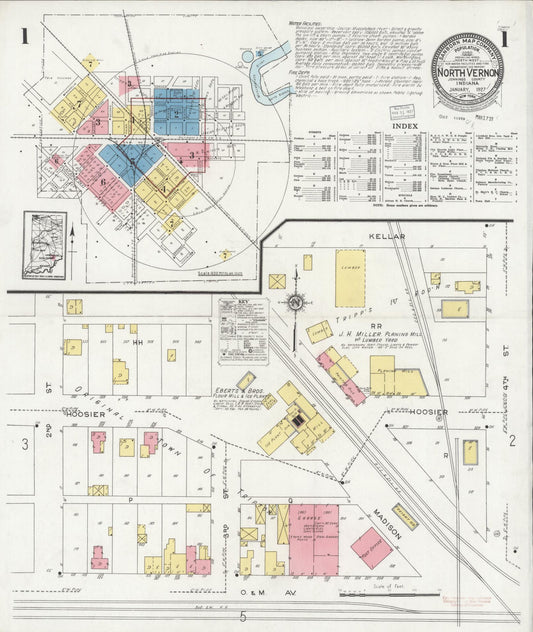 Sanborn Fire Insurance Map from North Vernon, Jennings County, Indiana. (1927) – Historic Sanborn Fire Insurance Map Print