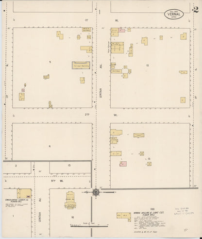 Sanborn Fire Insurance Map from Vernal, Uintah County, Utah (1910), Sheet #0002 - Complete Map Set gallery image, historic Sanborn map, vintage wall art, Utah Utah
