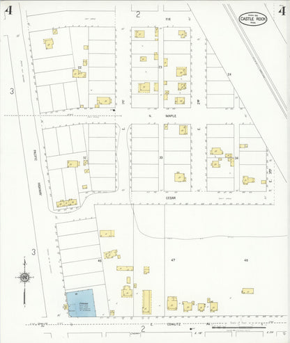 Sanborn Fire Insurance Map from Castle Rock, Cowlitz County, Washington (1928), Sheet #0004 - Complete Map Set gallery image, historic Sanborn map, vintage wall art, Washington Washington