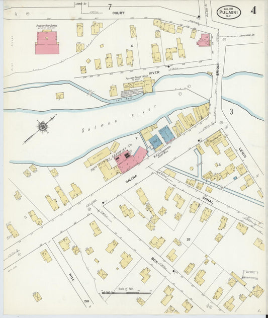 Sanborn Fire Insurance Map from Pulaski, Oswego County, New York (1911), Sheet #0004 - Historic Sanborn Fire Insurance Map Print, vintage old map wall art, antique decor, genealogy gift, New York New York map