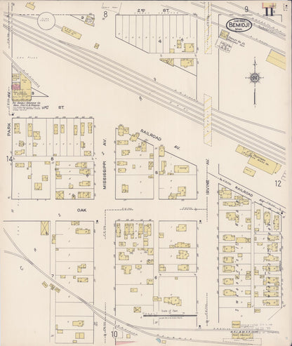 Sanborn Fire Insurance Map from Bemidji, Beltrami County, Minnesota (1922), Sheet #0011 - Complete Map Set gallery image, historic Sanborn map, vintage wall art, Minnesota Minnesota
