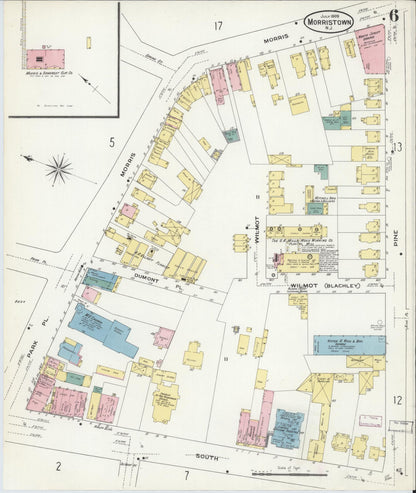 Sanborn Fire Insurance Map from Morristown, Morris County, New Jersey (1909), Sheet #0006 - Complete Map Set gallery image, historic Sanborn map, vintage wall art, New Jersey New Jersey