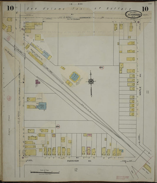 Sanborn Fire Insurance Map from Lackawanna, Erie County, New York (1950), Sheet #0010 - Historic Sanborn Fire Insurance Map Print, vintage old map wall art, antique decor, genealogy gift, New York New York map