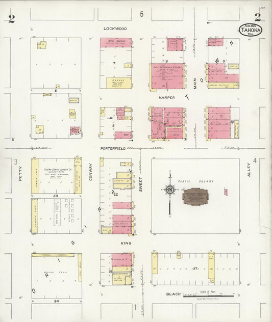 Sanborn Fire Insurance Map from Tahoka, Lynn County, Texas (1925), Sheet #0002 - Historic Sanborn Fire Insurance Map Print, vintage old map wall art, antique decor, genealogy gift, Texas Texas map