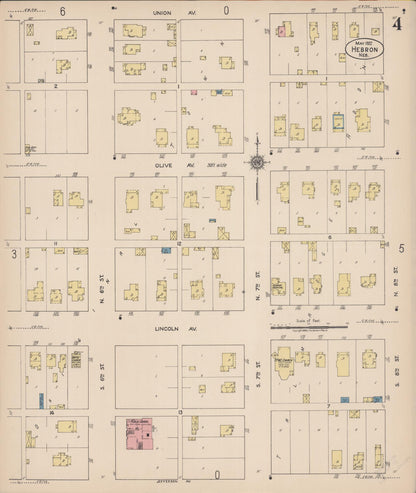 Sanborn Fire Insurance Map from Hebron, Thayer County, Nebraska (1922), Sheet #0004 - Complete Map Set gallery image, historic Sanborn map, vintage wall art, Nebraska Nebraska