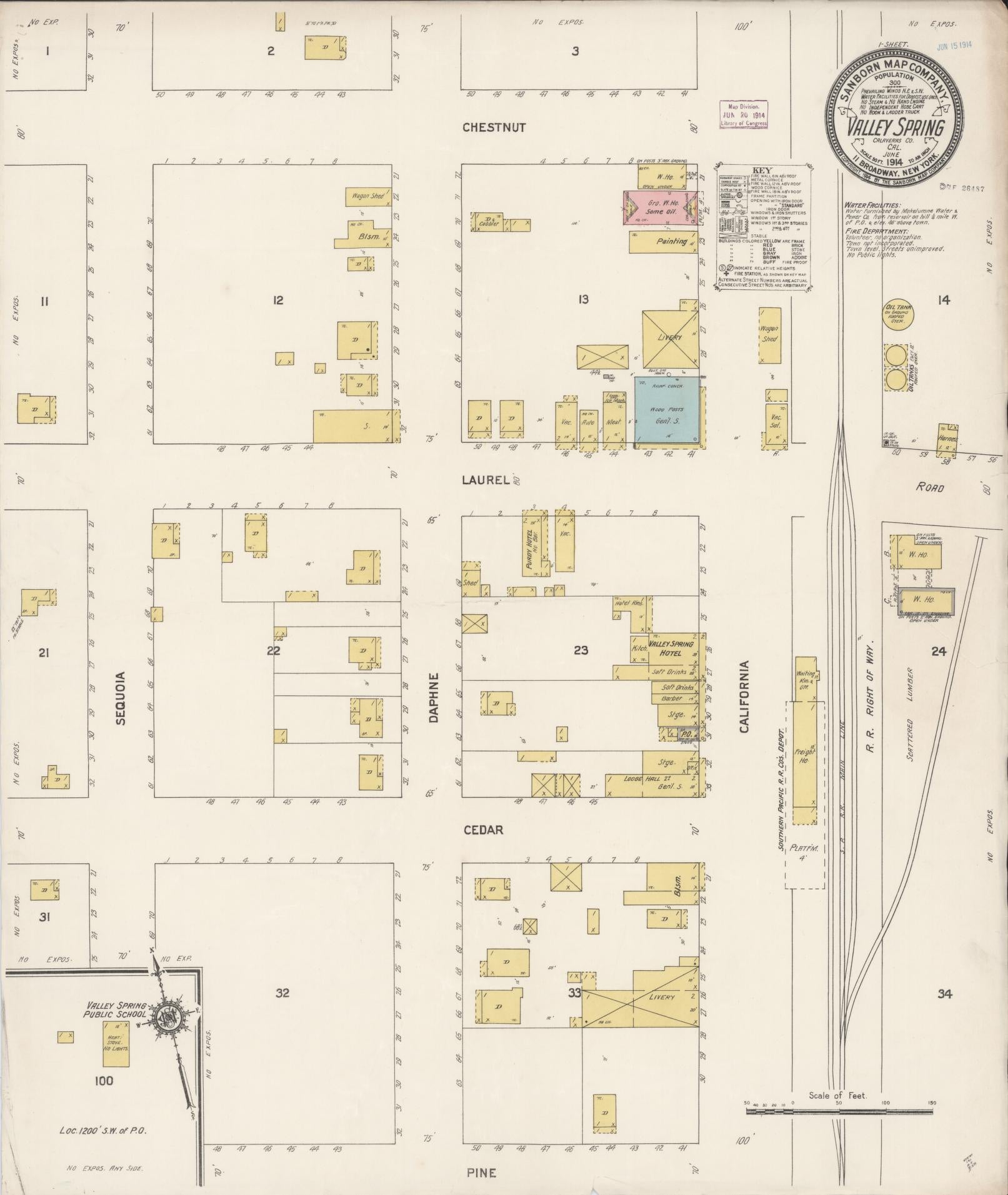 Sanborn Fire Insurance Map from Valley Spring, Calaveras County, California. (1914) – Historic Sanborn Fire Insurance Map Print