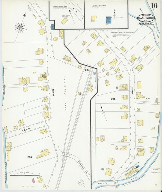 Sanborn Fire Insurance Map from Washington, Warren County, New Jersey (1909), Sheet #0016 - Historic Sanborn Fire Insurance Map Print, vintage old map wall art, antique decor, genealogy gift, New Jersey New Jersey map