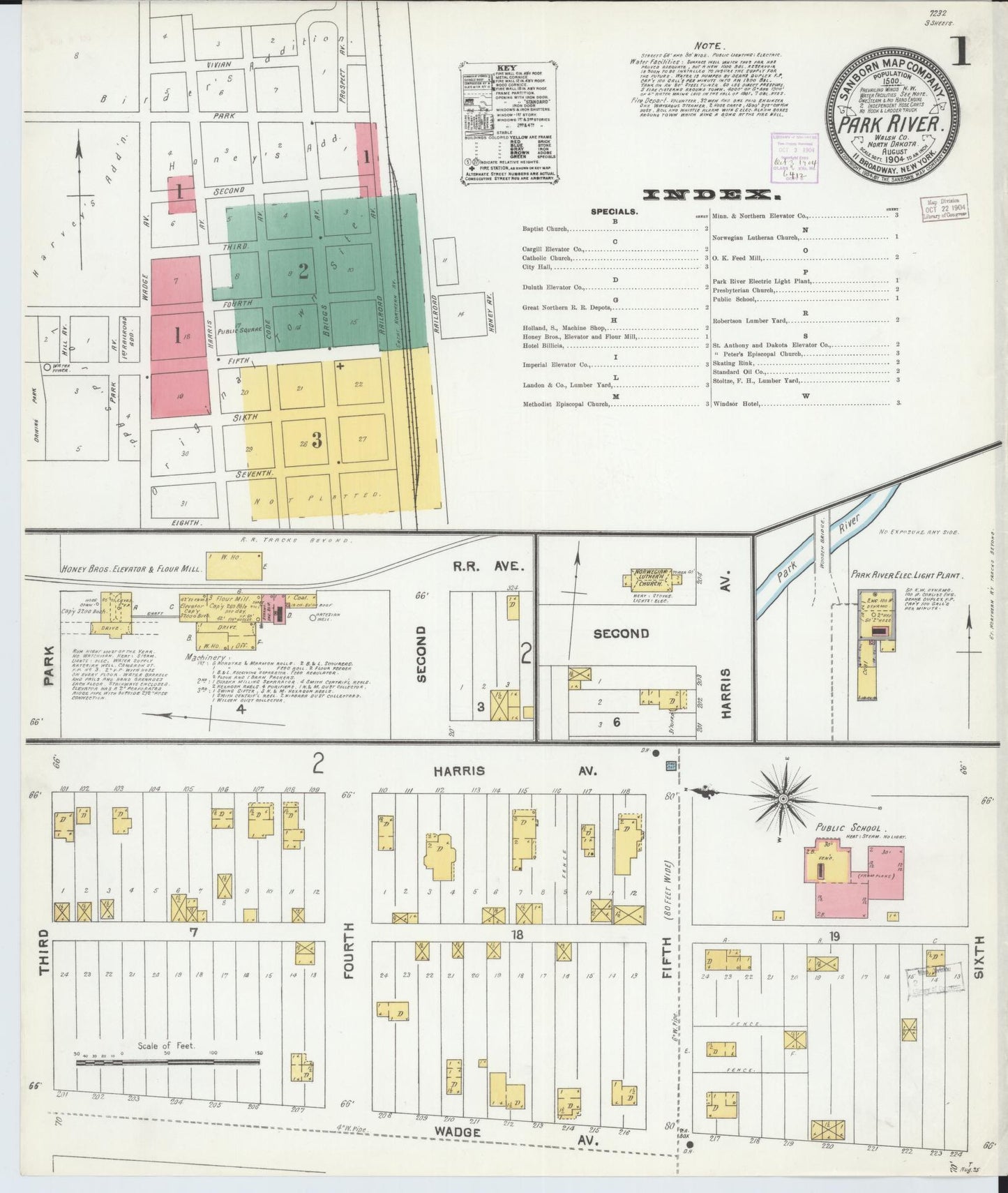 Sanborn Fire Insurance Map from Park River, Walsh County, North Dakota (1904), Sheet #0003 - Complete Map Set gallery image, historic Sanborn map, vintage wall art, North Dakota North Dakota