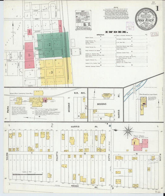 Sanborn Fire Insurance Map from Park River, Walsh County, North Dakota (1904), Sheet #0003 - Complete Map Set gallery image, historic Sanborn map, vintage wall art, North Dakota North Dakota