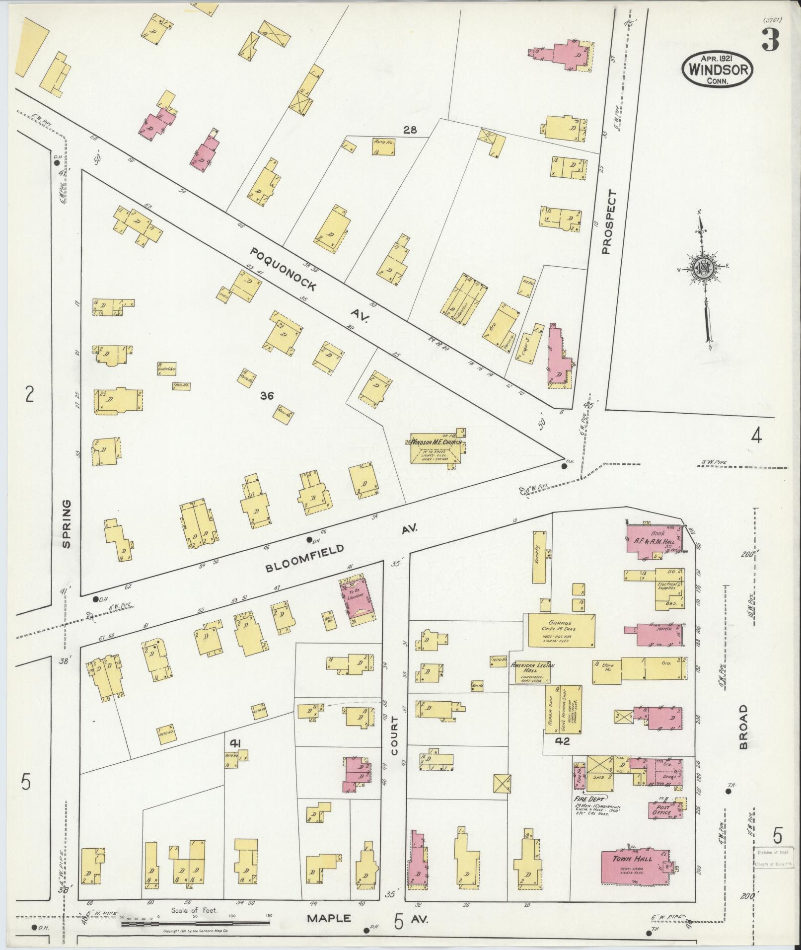 Sanborn Fire Insurance Map from Windsor, Hartford County, Connecticut (1921), Sheet #0003 - Complete Map Set gallery image, historic Sanborn map, vintage wall art, Connecticut Connecticut