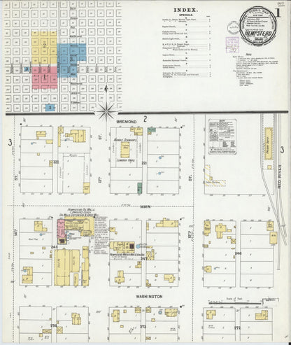 Sanborn Fire Insurance Map from Hempstead, Waller County, Texas (1901), Sheet #0001 - Complete Map Set gallery image, historic Sanborn map, vintage wall art, Texas Texas