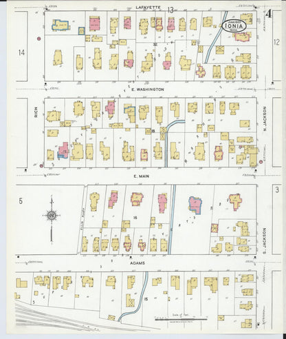 Sanborn Fire Insurance Map from Ionia, Ionia County, Michigan (1920), Sheet #0004 - Historic Sanborn Fire Insurance Map Print, vintage old map wall art, antique decor, genealogy gift, Michigan Michigan map