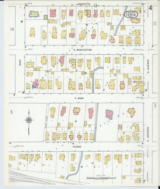 Sanborn Fire Insurance Map from Ionia, Ionia County, Michigan (1920), Sheet #0004 - Historic Sanborn Fire Insurance Map Print, vintage old map wall art, antique decor, genealogy gift, Michigan Michigan map