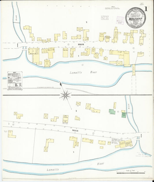 Sanborn Fire Insurance Map from Wolcott, Lamoille County, Vermont (1904), Sheet #0001 - Historic Sanborn Fire Insurance Map Print, vintage old map wall art, antique decor, genealogy gift, Vermont Vermont map