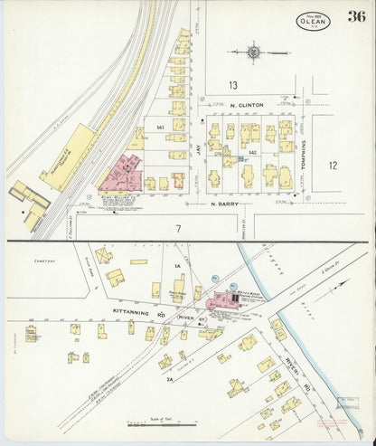 Sanborn Fire Insurance Map from Olean, Cattaraugus County, New York (1909), Sheet #0036 - Complete Map Set gallery image, historic Sanborn map, vintage wall art, New York New York