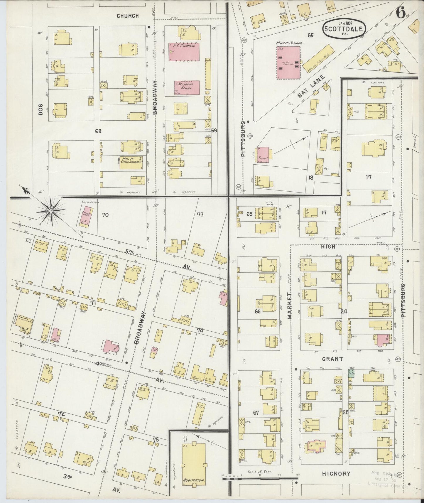 Sanborn Fire Insurance Map from Scottdale, Westmoreland County, Pennsylvania (1897), Sheet #0006 - Complete Map Set gallery image, historic Sanborn map, vintage wall art, Pennsylvania Pennsylvania