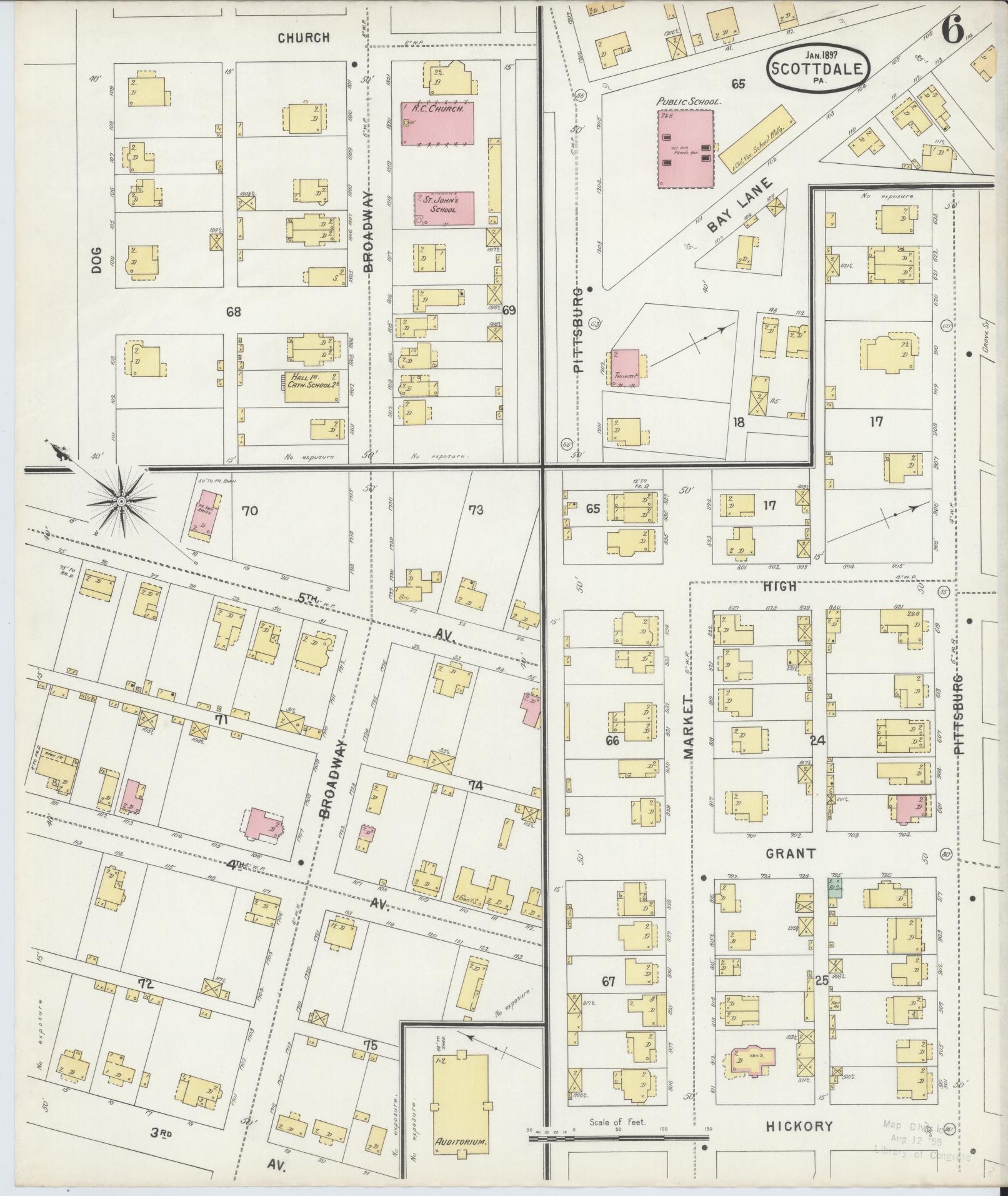 Sanborn Fire Insurance Map from Scottdale, Westmoreland County, Pennsylvania (1897), Sheet #0006 - Complete Map Set gallery image, historic Sanborn map, vintage wall art, Pennsylvania Pennsylvania