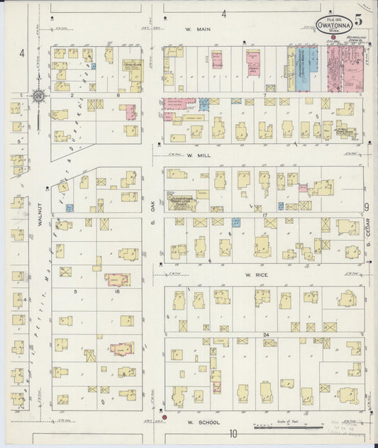Sanborn Fire Insurance Map from Owatonna, Steele County, Minnesota (1915), Sheet #0005 - Historic Sanborn Fire Insurance Map Print, vintage old map wall art, antique decor, genealogy gift, Minnesota Minnesota map