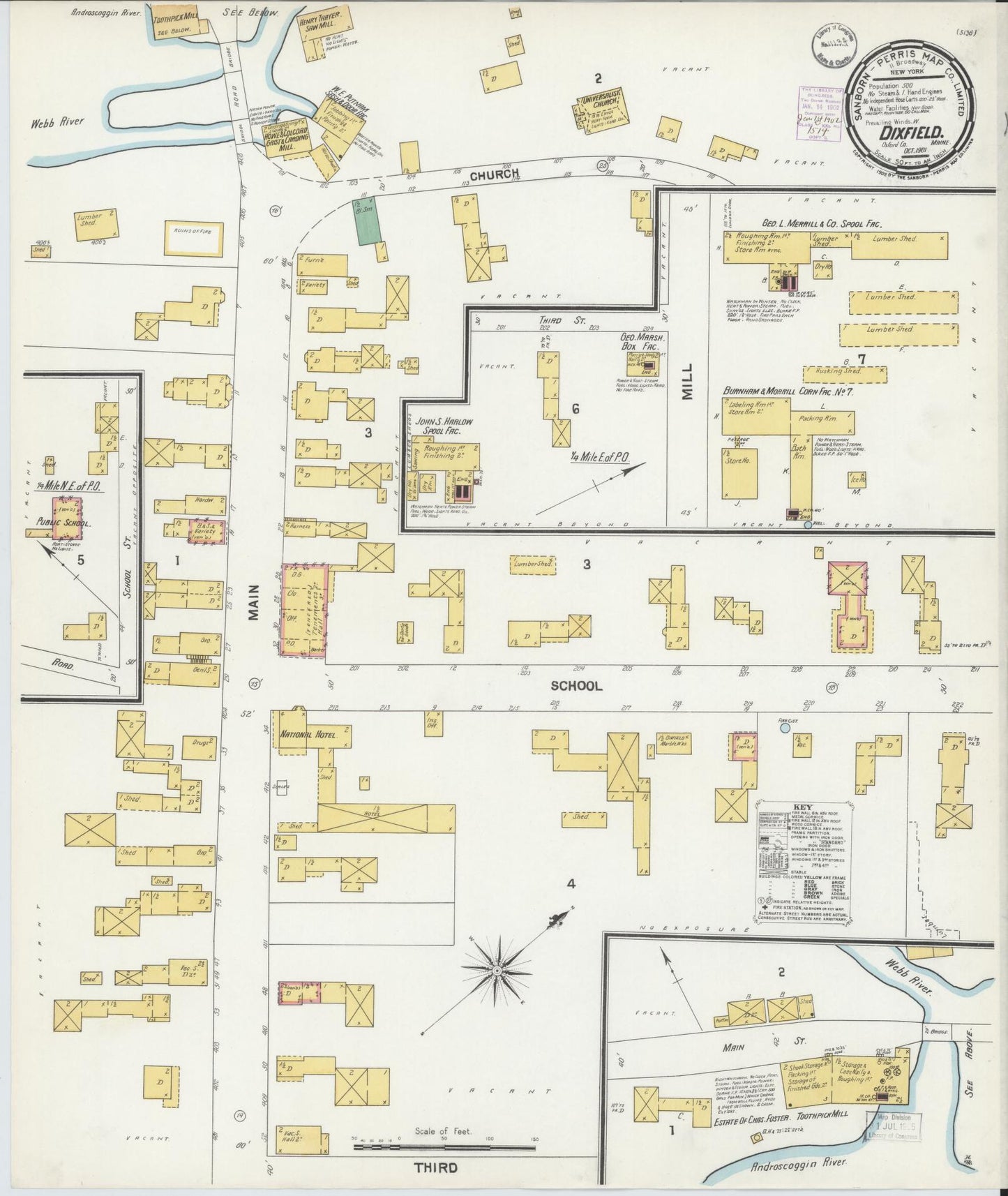 Sanborn Fire Insurance Map from Dixfield, Oxford County, Maine. (1901) – Historic Sanborn Fire Insurance Map Print