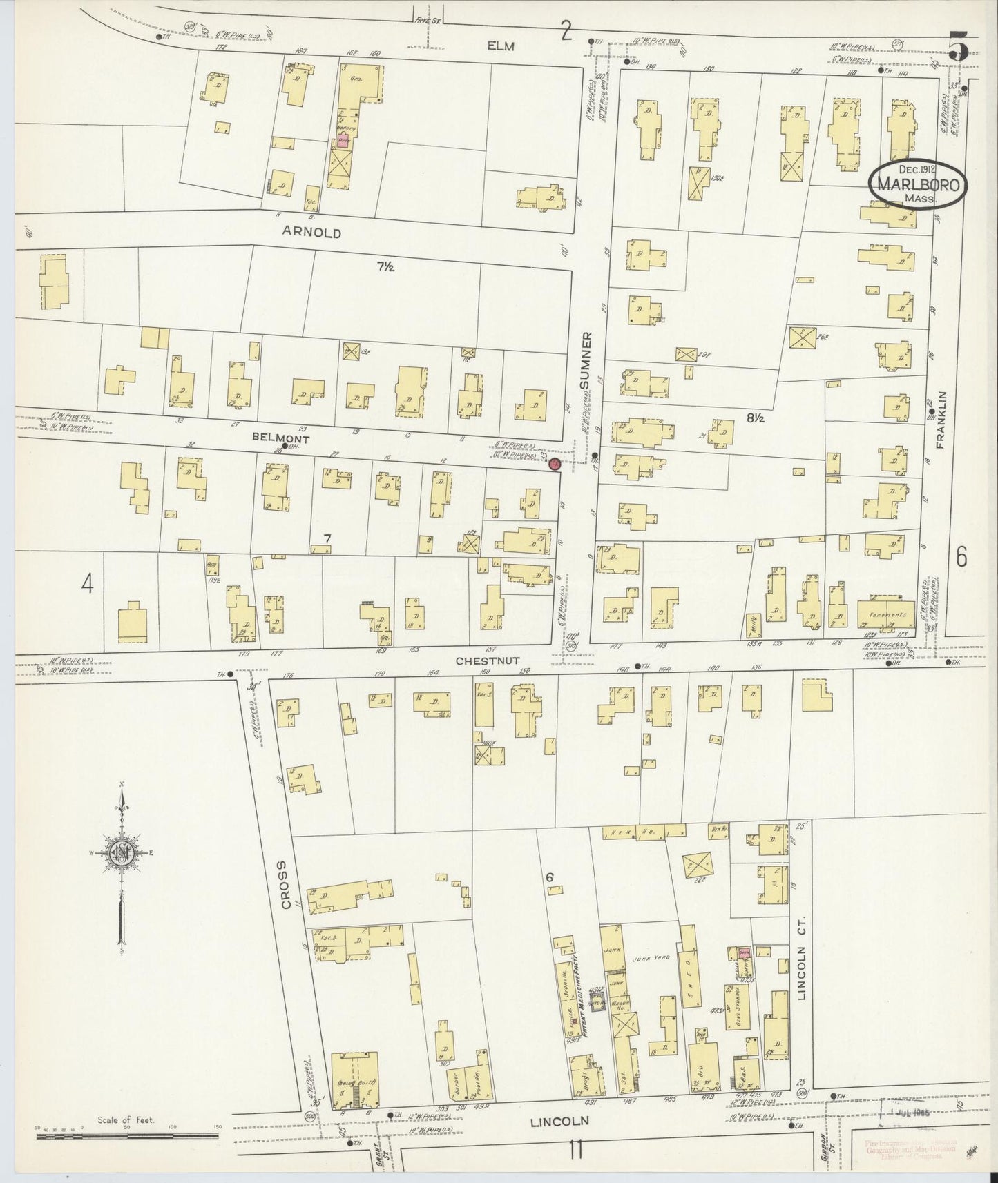 Sanborn Fire Insurance Map from Marlborough, Middlesex County, Massachusetts (1912), Sheet #0005 - Complete Map Set gallery image, historic Sanborn map, vintage wall art, Massachusetts Massachusetts