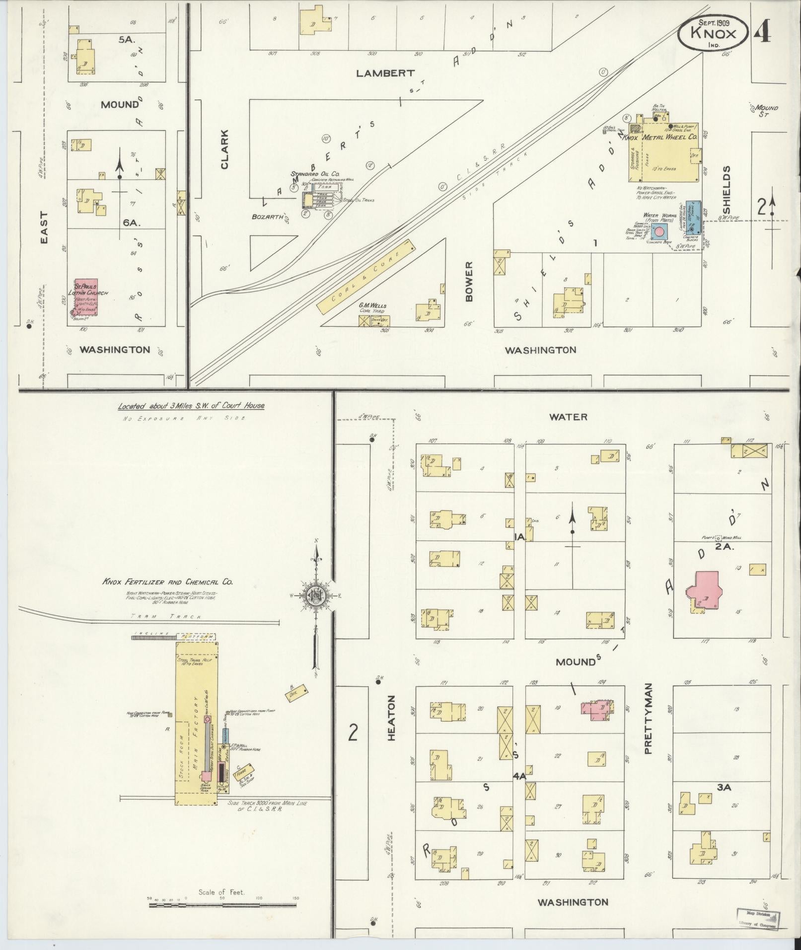 Sanborn Fire Insurance Map from Knox, Starke County, Indiana (1909), Sheet #0004 - Complete Map Set gallery image, historic Sanborn map, vintage wall art, Indiana Indiana