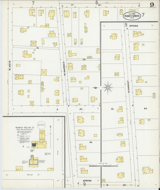 Sanborn Fire Insurance Map from Honey Grove, Fannin County, Texas (1902), Sheet #0009 - Historic Sanborn Fire Insurance Map Print, vintage old map wall art, antique decor, genealogy gift, Texas Texas map