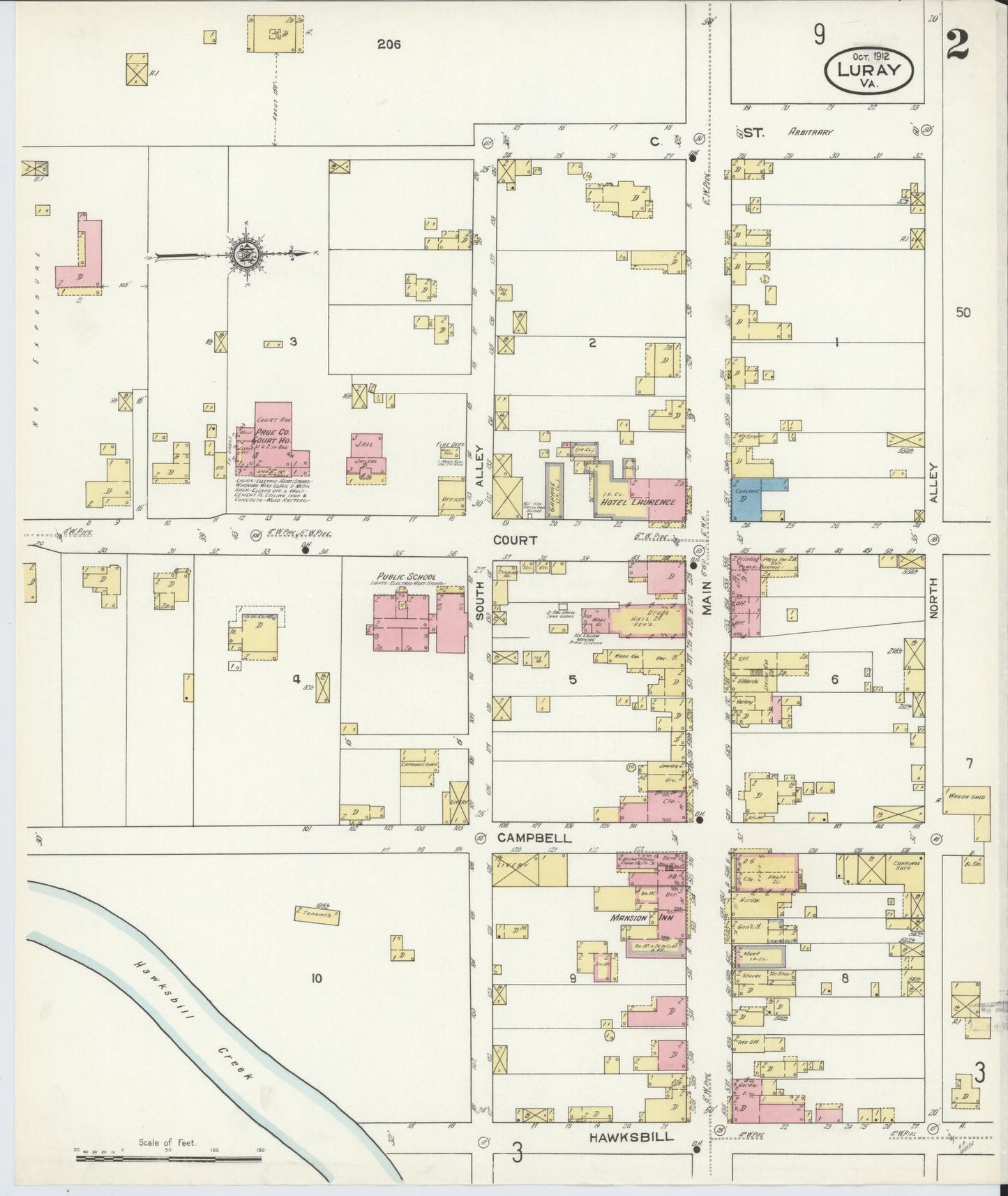 Sanborn Fire Insurance Map from Luray, Page County, Virginia (1912), Sheet #0002 - Complete Map Set gallery image, historic Sanborn map, vintage wall art, Virginia Virginia