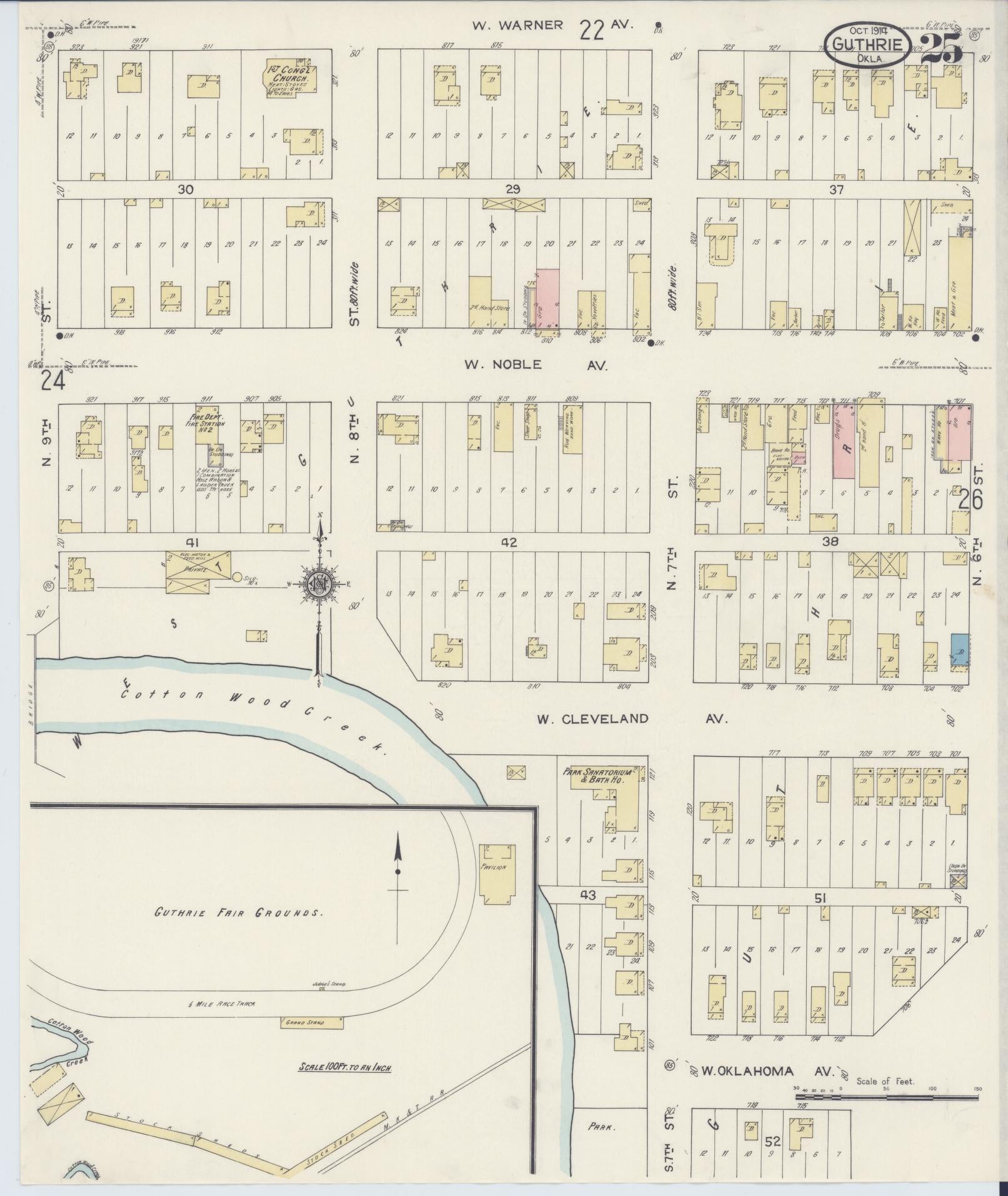 Sanborn Fire Insurance Map from Guthrie, Logan County, Oklahoma (1914), Sheet #0025 - Complete Map Set gallery image, historic Sanborn map, vintage wall art, Oklahoma Oklahoma