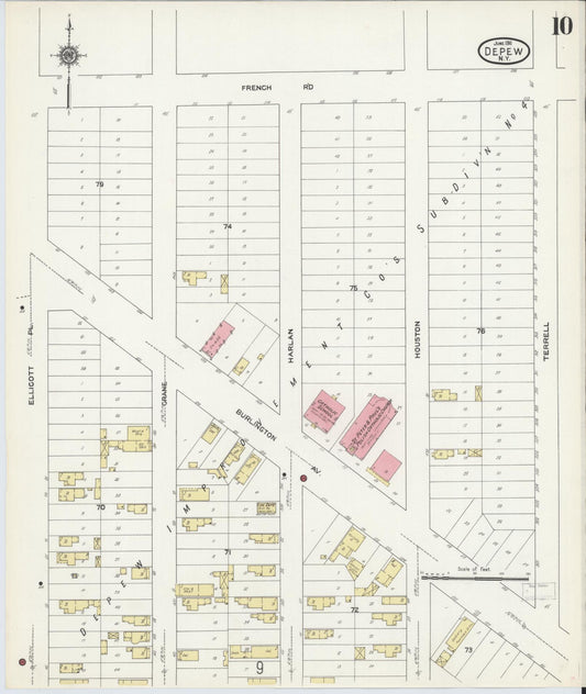 Sanborn Fire Insurance Map from Depew, Erie County, New York (1911), Sheet #0009 - Historic Sanborn Fire Insurance Map Print, vintage old map wall art, antique decor, genealogy gift, New York New York map