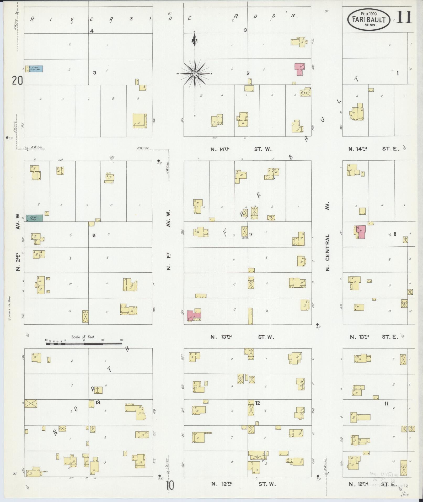 Sanborn Fire Insurance Map from Faribault, Rice County, Minnesota (1909), Sheet #0011 - Complete Map Set gallery image, historic Sanborn map, vintage wall art, Minnesota Minnesota