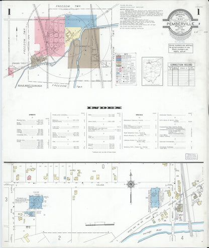 Sanborn Fire Insurance Map from Pemberville, Wood County, Ohio (1948), Sheet #0001 - Historic Sanborn Fire Insurance Map Print, vintage old map wall art, antique decor, genealogy gift, Ohio Ohio map