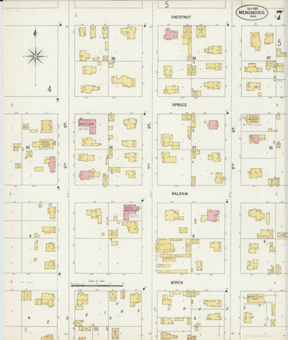 Sanborn Fire Insurance Map from Menomonie, Dunn County, Wisconsin (1902), Sheet #0007 - Complete Map Set gallery image, historic Sanborn map, vintage wall art, Wisconsin Wisconsin