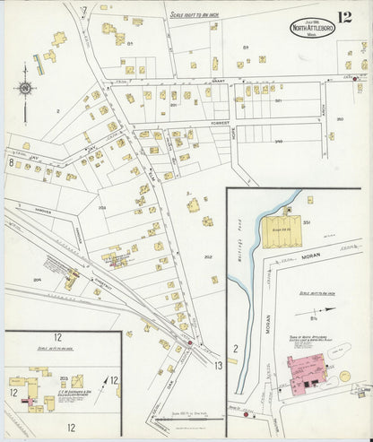 Sanborn Fire Insurance Map from North Attleborough, Bristol County, Massachusetts (1916), Sheet #0012 - Complete Map Set gallery image, historic Sanborn map, vintage wall art, Massachusetts Massachusetts