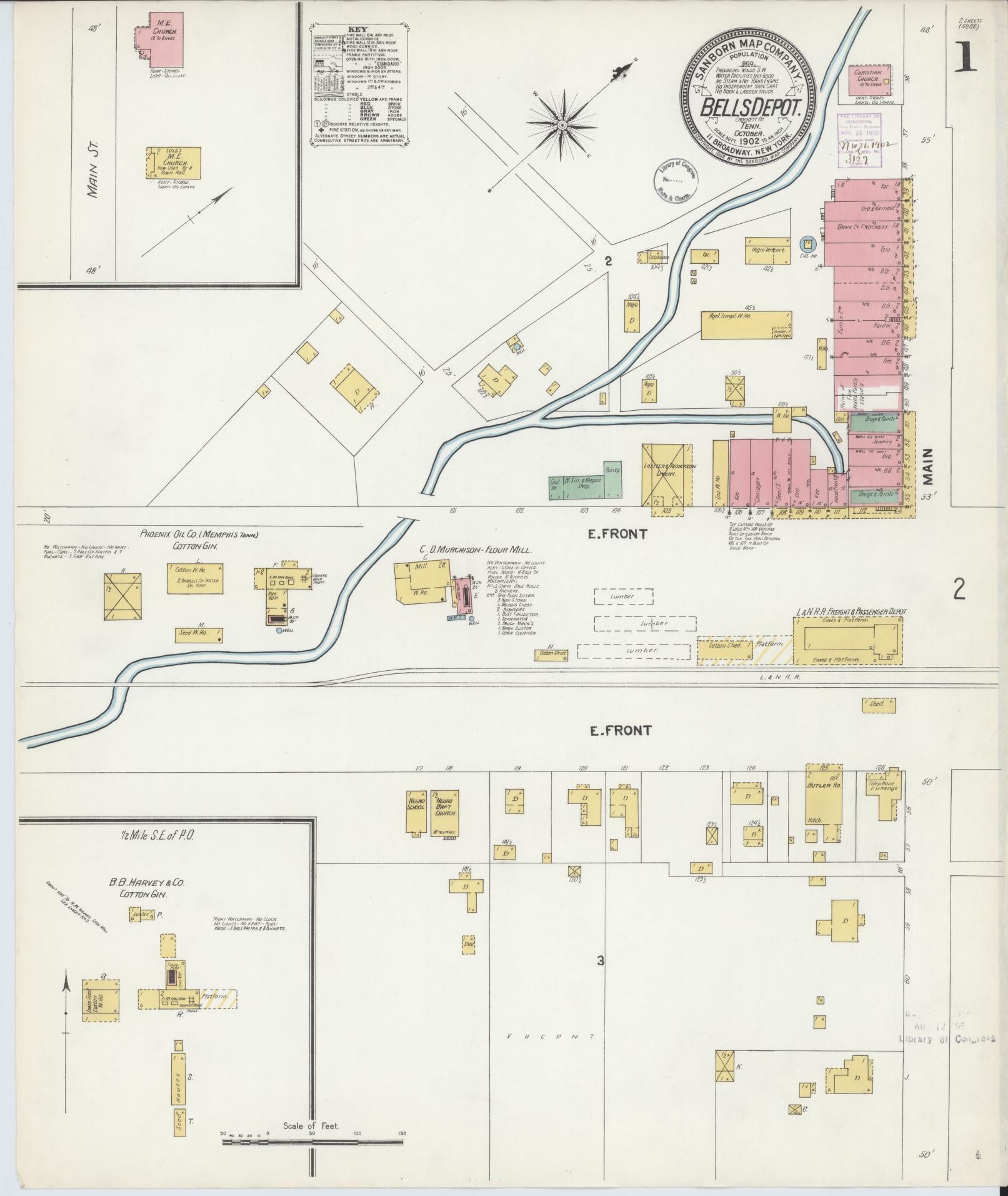 Sanborn Fire Insurance Map from Bells Depot, Crockett County, Tennessee. (1902) – Historic Sanborn Fire Insurance Map Print