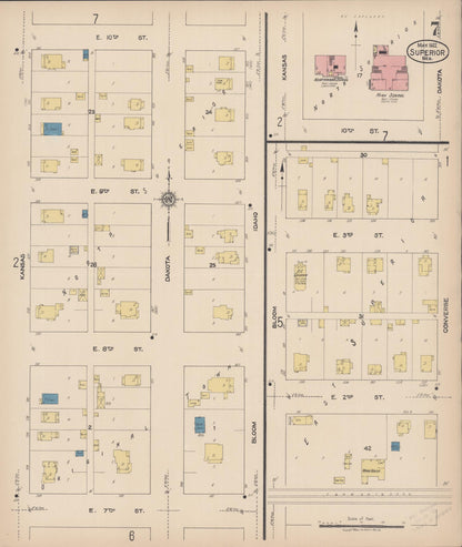 Sanborn Fire Insurance Map from Superior, Nuckolls County, Nebraska (1922), Sheet #0007 - Complete Map Set gallery image, historic Sanborn map, vintage wall art, Nebraska Nebraska