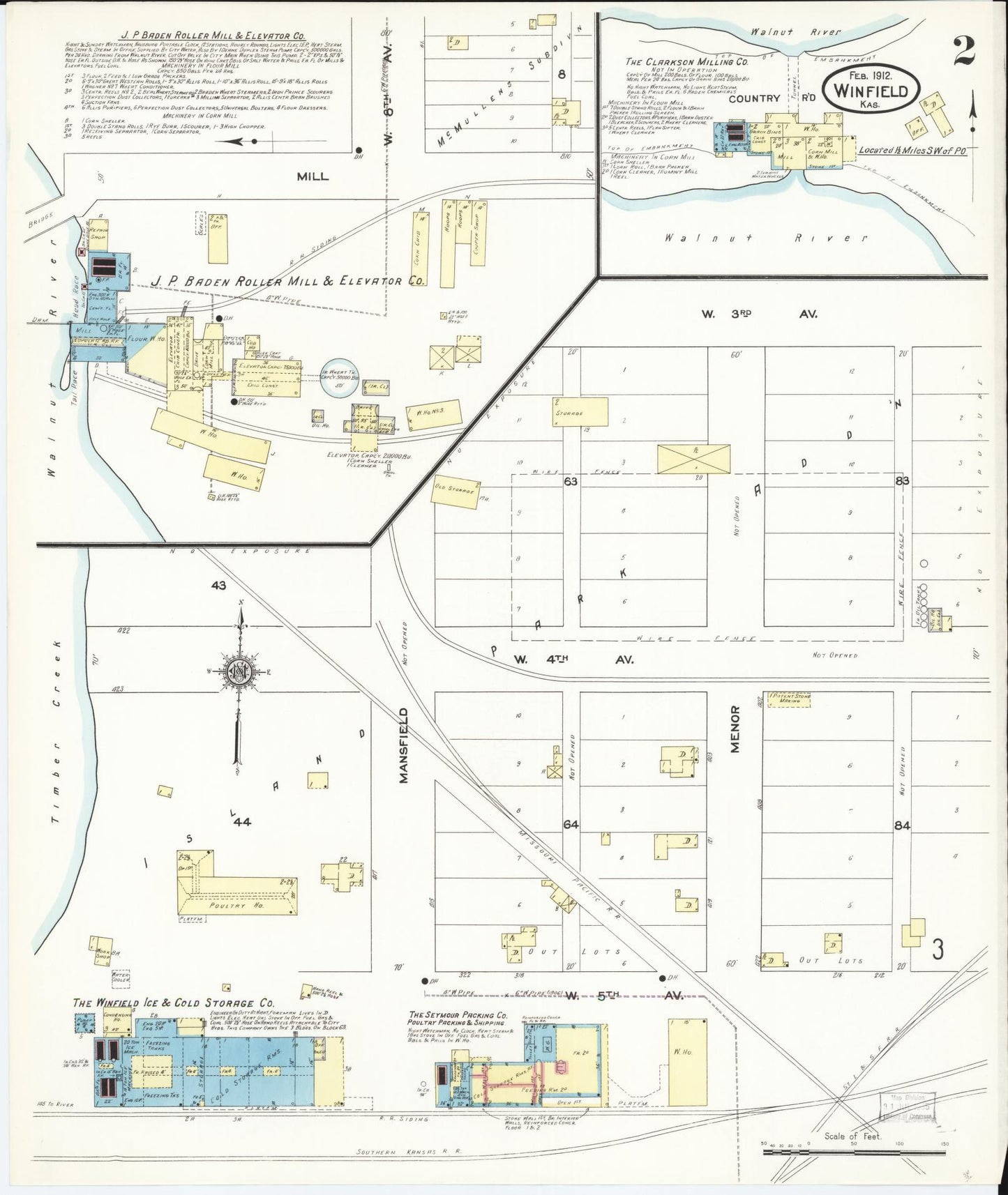 Sanborn Fire Insurance Map from Winfield, Cowley County, Kansas (1912), Sheet #0002 - Complete Map Set gallery image, historic Sanborn map, vintage wall art, Kansas Kansas