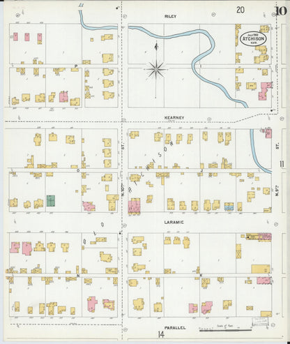 Sanborn Fire Insurance Map from Atchison, Atchison County, Kansas (1901), Sheet #0010 - Complete Map Set gallery image, historic Sanborn map, vintage wall art, Kansas Kansas