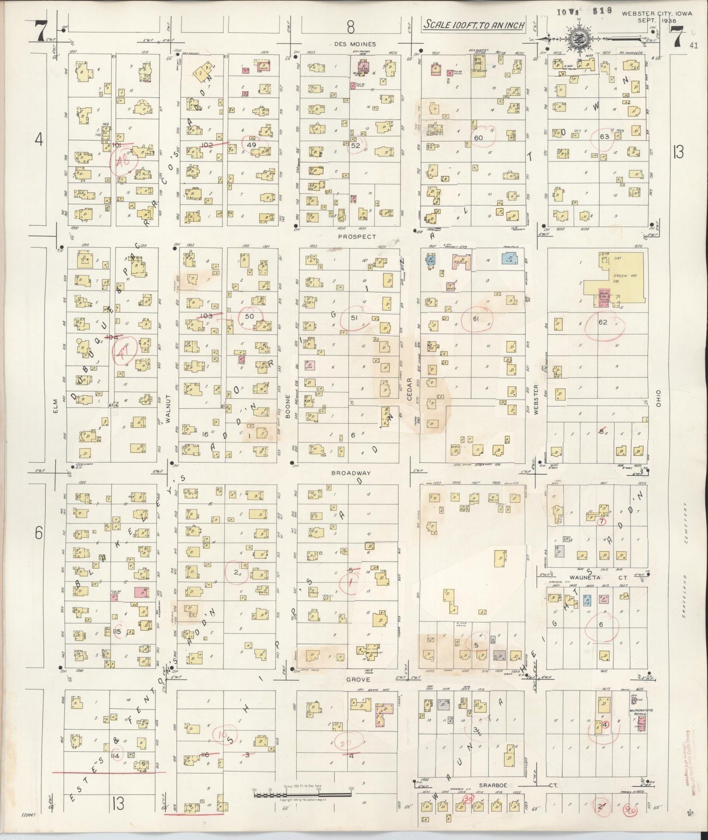 Sanborn Fire Insurance Map from Webster City, Hamilton County, Iowa (1950), Sheet #0007 - Historic Sanborn Fire Insurance Map Print