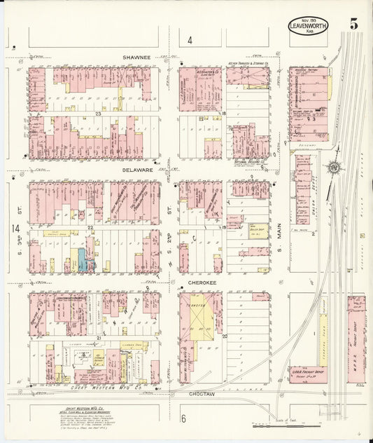 Sanborn Fire Insurance Map from Leavenworth, Leavenworth County, Kansas (1913), Sheet #0006 - Historic Sanborn Fire Insurance Map Print, vintage old map wall art, antique decor, genealogy gift, Kansas Kansas map
