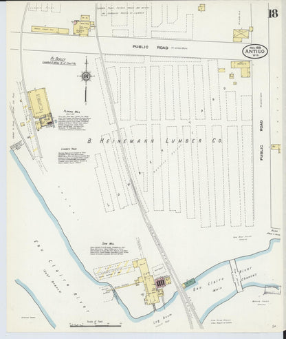 Sanborn Fire Insurance Map from Antigo, Langlade County, Wisconsin (1909), Sheet #0018 - Complete Map Set gallery image, historic Sanborn map, vintage wall art, Wisconsin Wisconsin