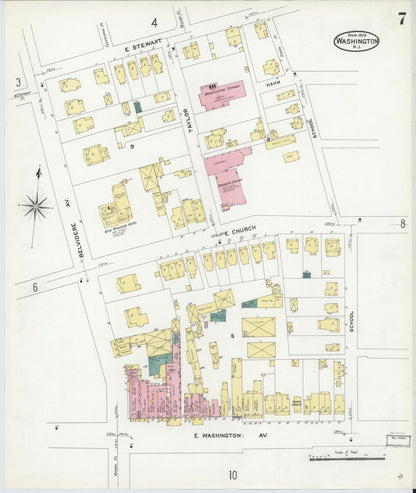 Sanborn Fire Insurance Map from Washington, Warren County, New Jersey (1909), Sheet #0007 - Complete Map Set gallery image, historic Sanborn map, vintage wall art, Washington Washington